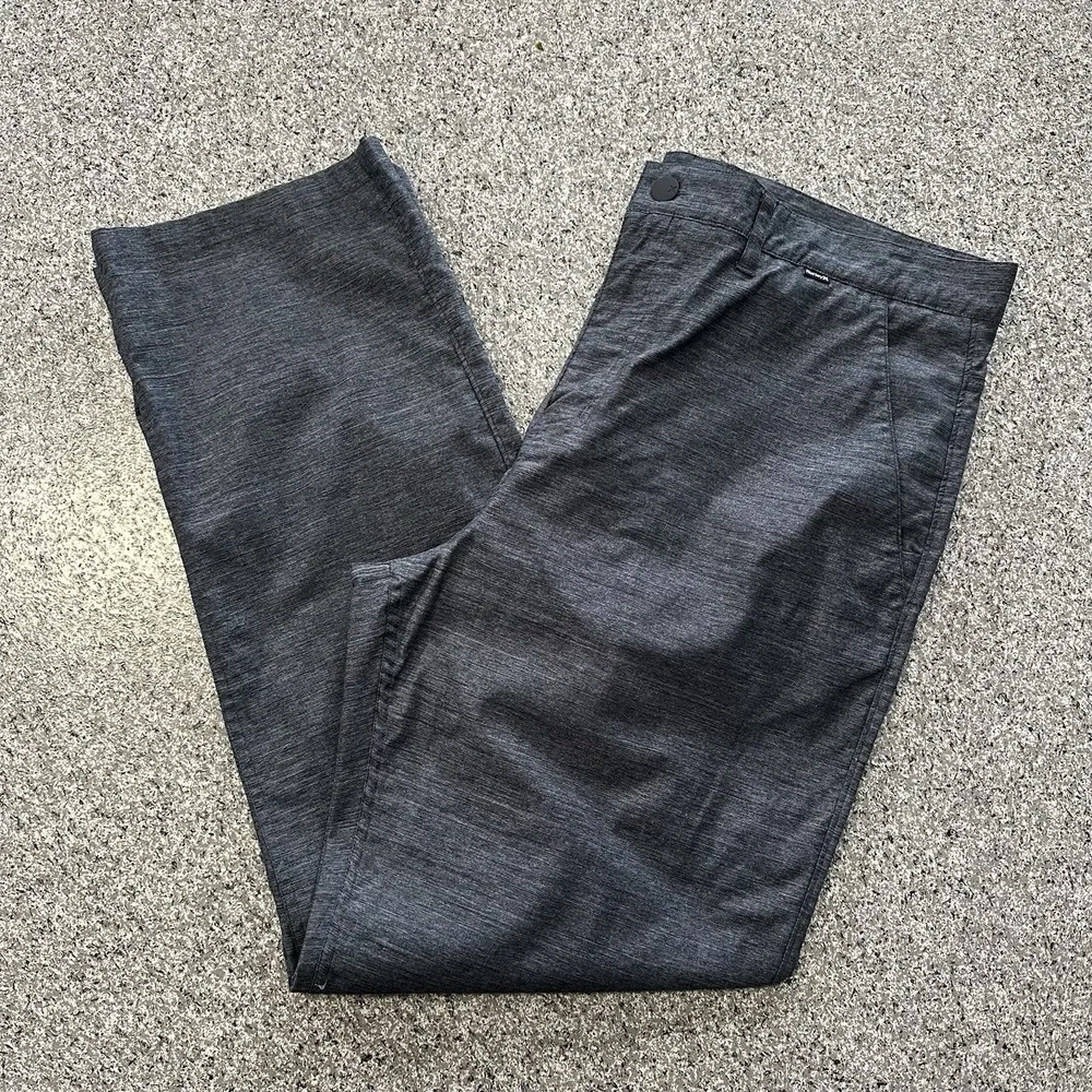 Hurley Pants Mens 40x31 Chino Tech Commuter Traveler Flat Front Straight Gray